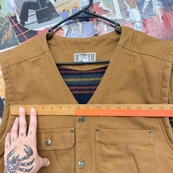 Duluth Trading‎ Co Flannel Lined Work Vest Men's Canvas Utility Outdoor Size L - Picture 6 of 8